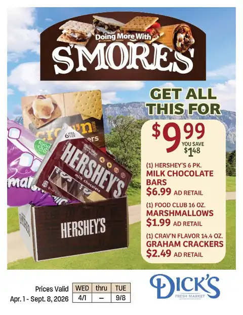 2026 S'mores Ad April 1-Sept 8, 2026