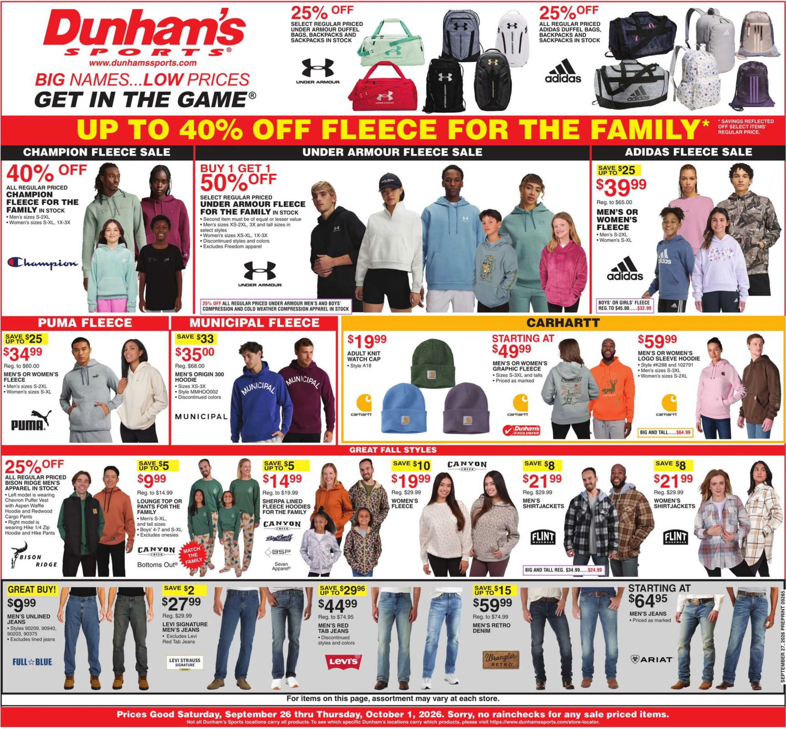 Dunham's Sports Weekly Ad - Page 1
