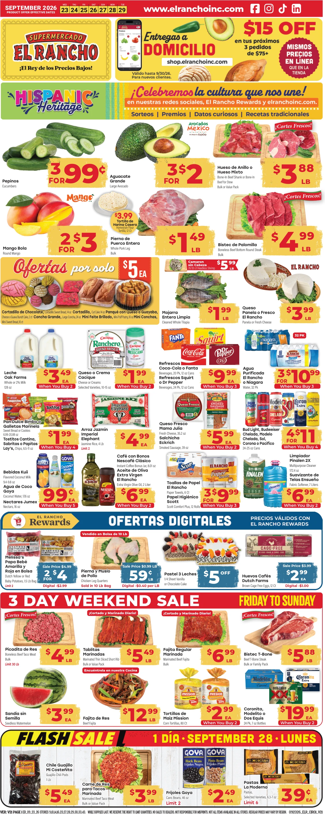 El Rancho Weekly Ad Sep 23rd to Sep 29th - Page 1