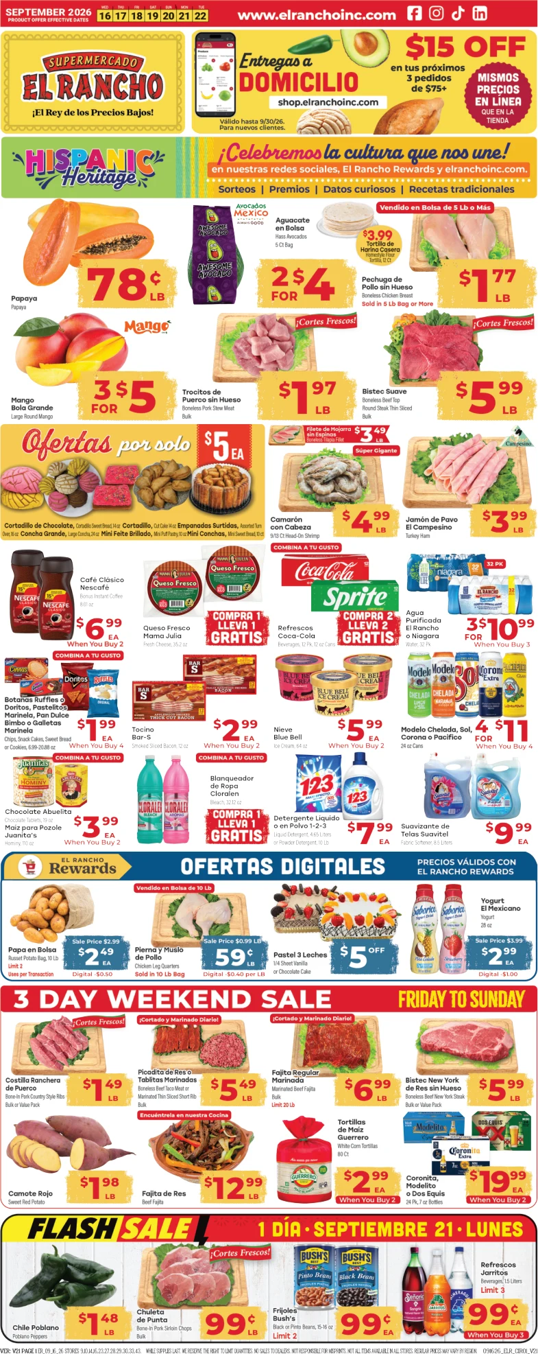 El Rancho Weekly Ad Sep 16th to Sep 22nd - Page 1