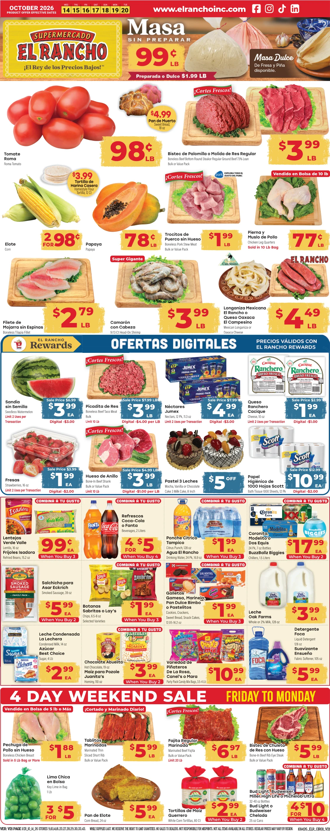 El Rancho Weekly Ad Oct 14th to Oct 20th - Page 1