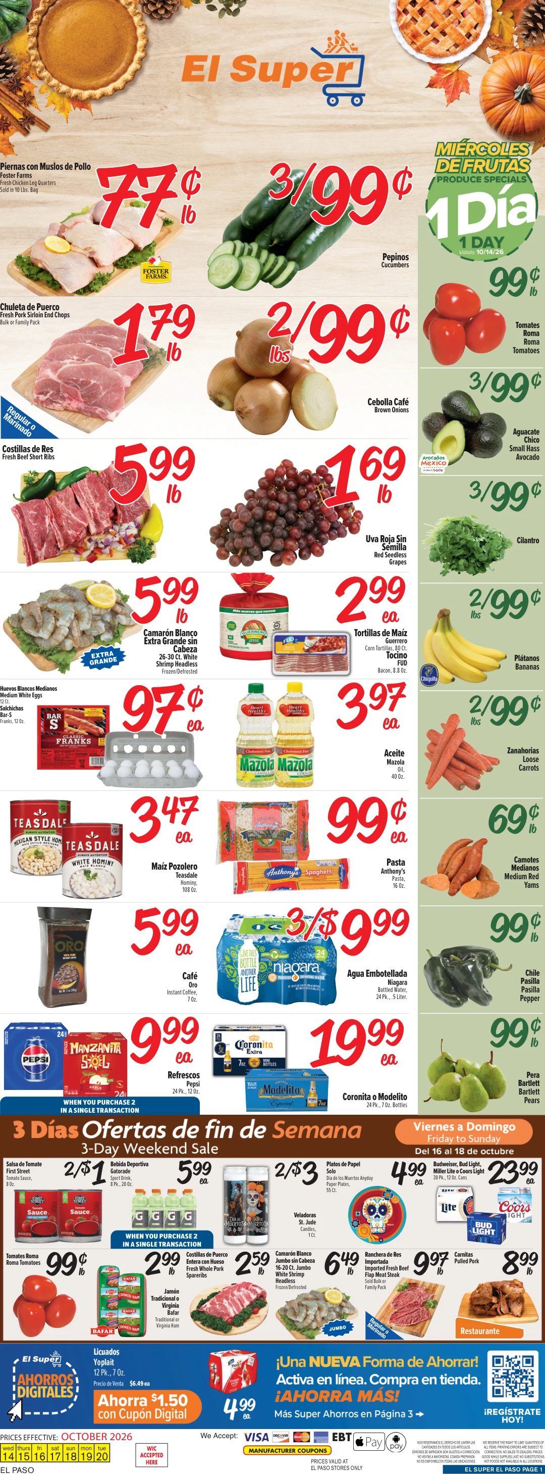 El Super El Paso Weekly Ad Savings (10/14/26 - 10/20/26) - Page 1