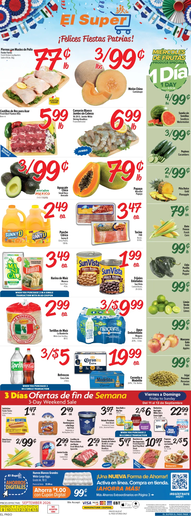 El Super El Paso Weekly Ad Savings (09/09/26 - 09/15/26) - Page 1