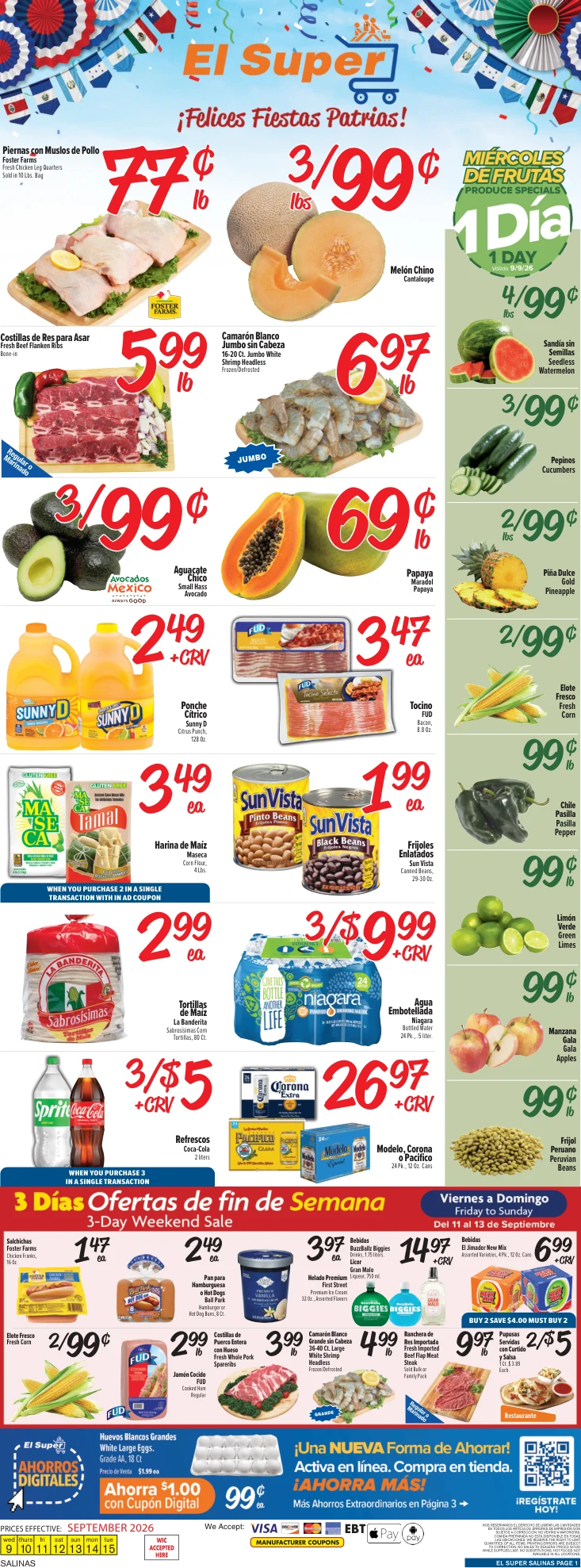 El Super Salinas Weekly Ad Savings (09/09/26 - 09/15/26) - Page 1