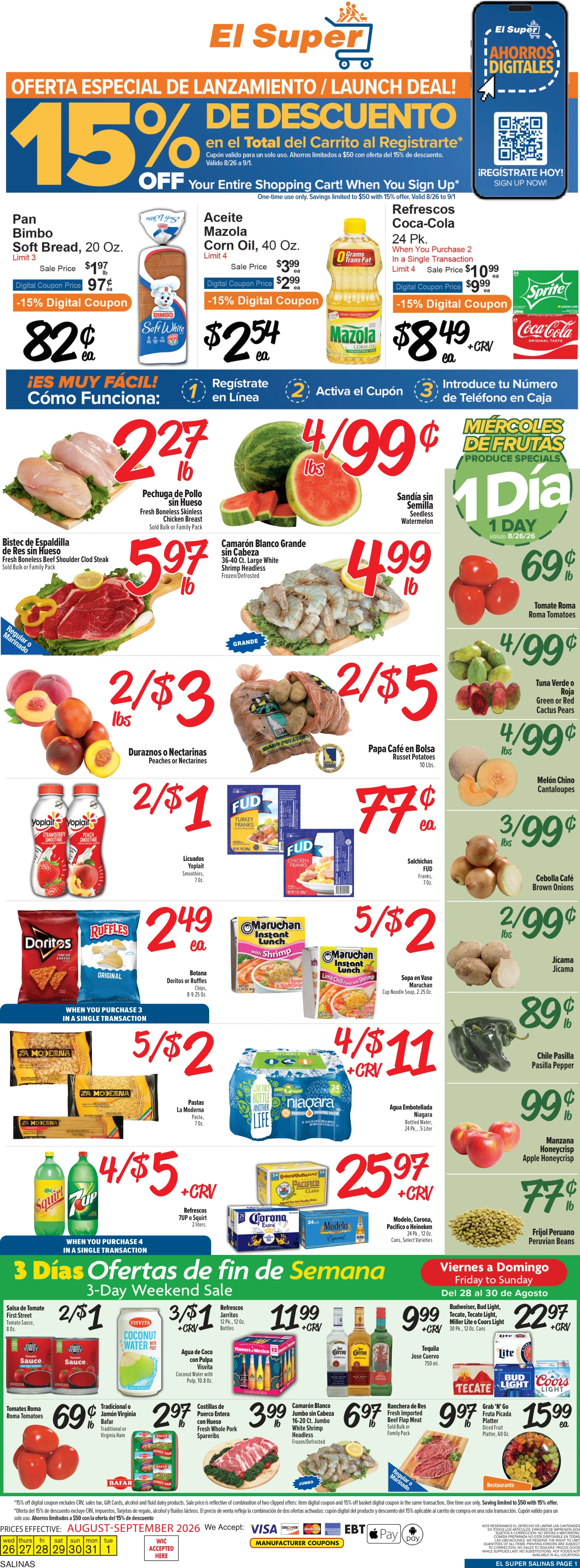 El Super Salinas Weekly Ad Savings (08/26/26 - 09/01/26) - Page 1