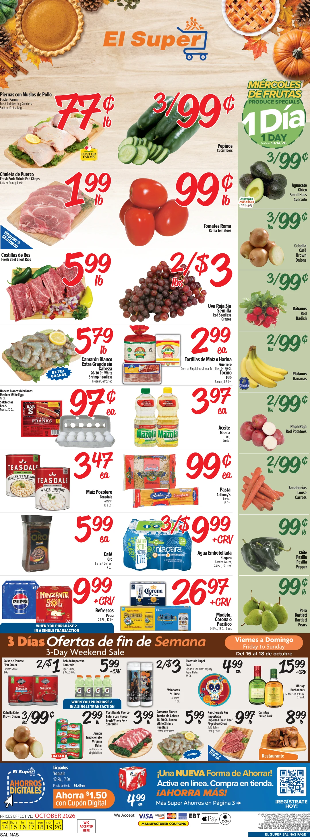 El Super Salinas Weekly Ad Savings (10/14/26 - 10/20/26) - Page 1