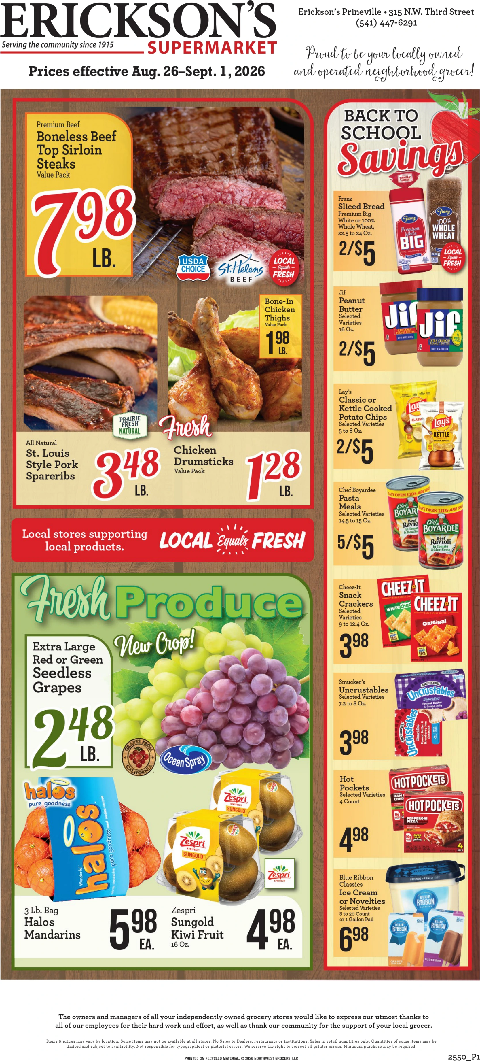 Erickson's Thriftway Erickson's Thriftway Weekly Ad - Page 1