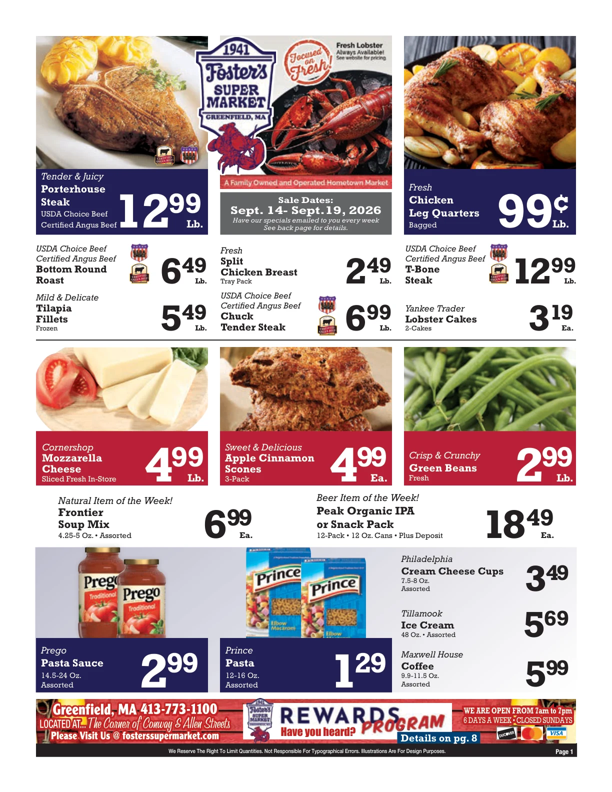 Foster's Greenfield Weekly Ad - Page 1