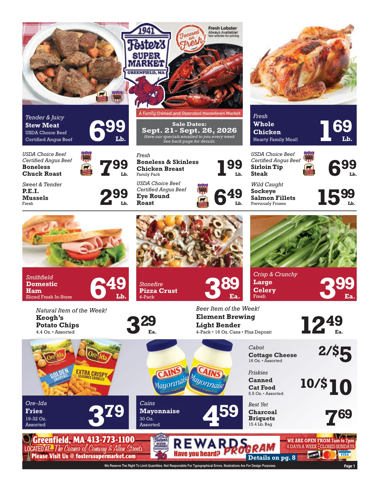 Foster's Greenfield Weekly Ad - Page 1