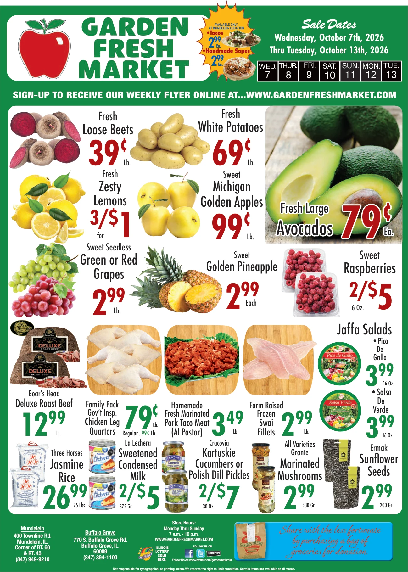 Garden Fresh Market OUR WEEKLY FLYER - Page 1