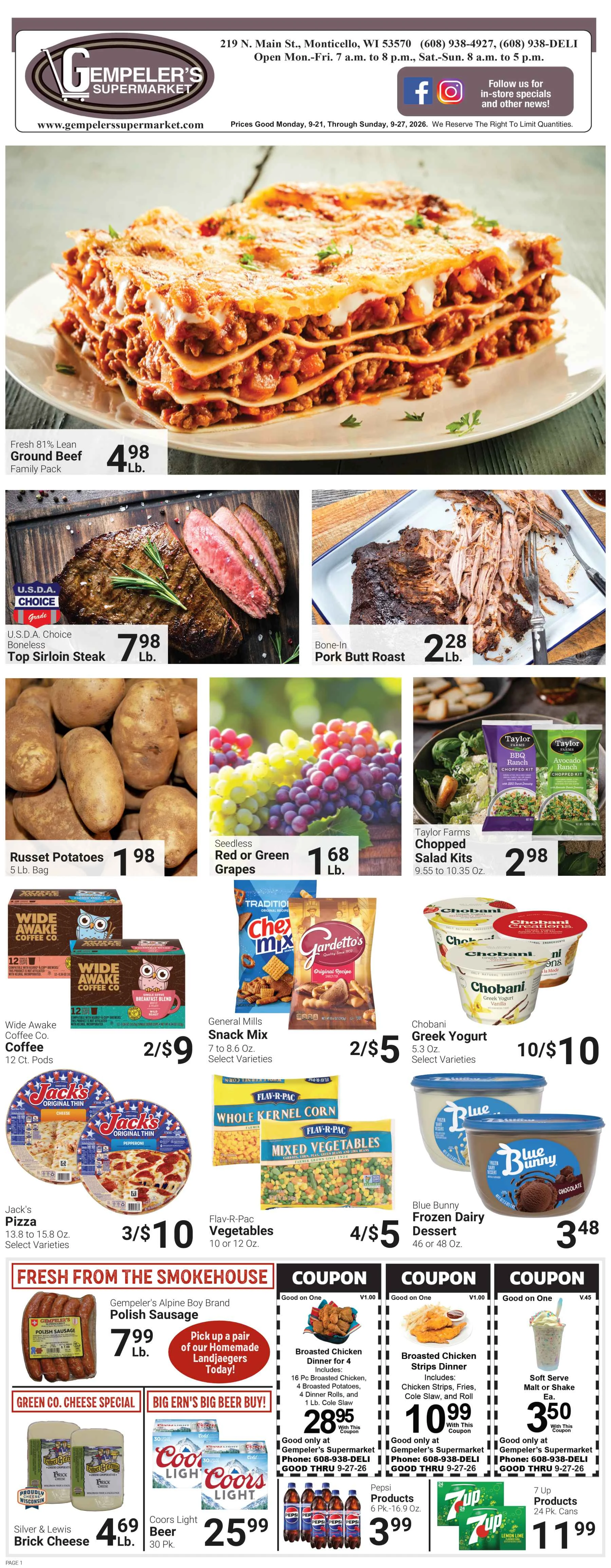 Gempeler's Supermarket Gempeler's - September 20, 2026 - Page 1