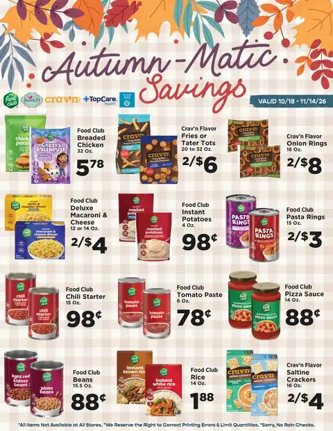 Autumn-Matic Savings – 10/18/26 – 11/14/26