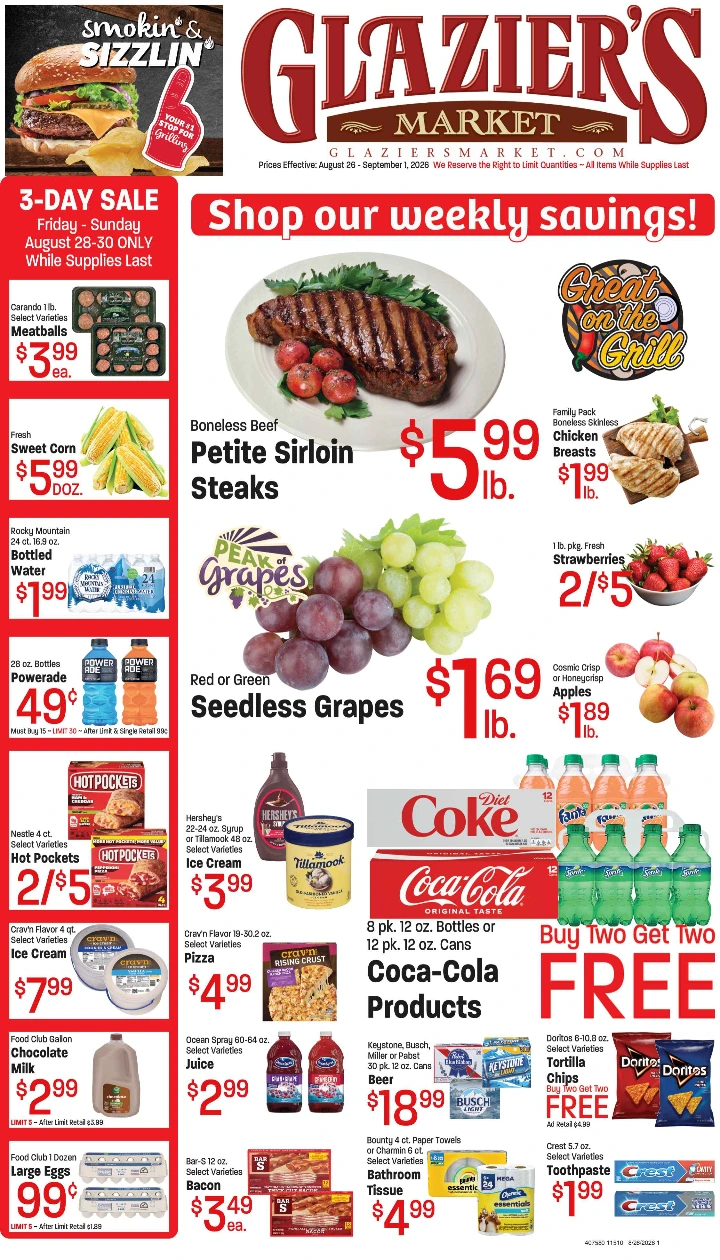 Glazier's Market August 26-September 1,26 AD/Coupons - Page 1