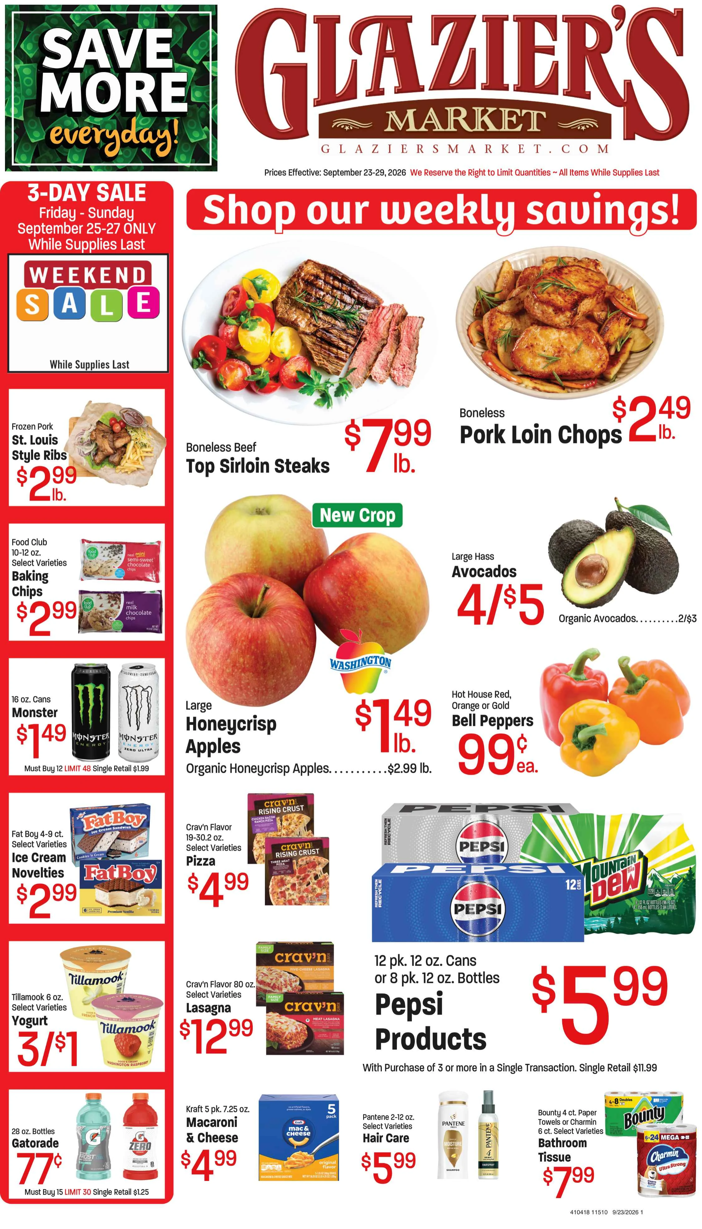 Glazier's Market Sep23-29,26 AD/Coupons - Page 1