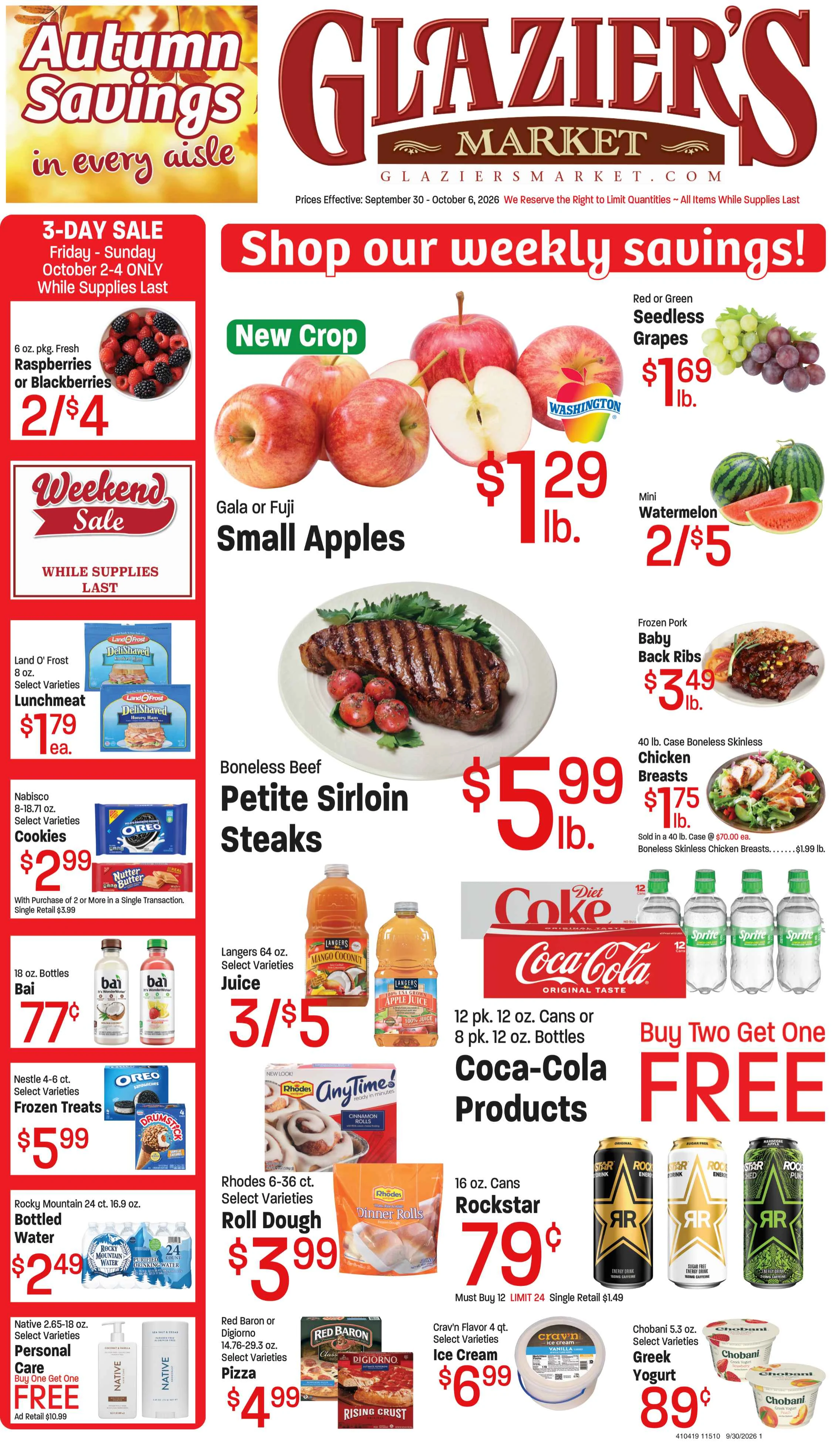 Glazier's Market Sep 30-Oct6,26 AD/Coupons - Page 1