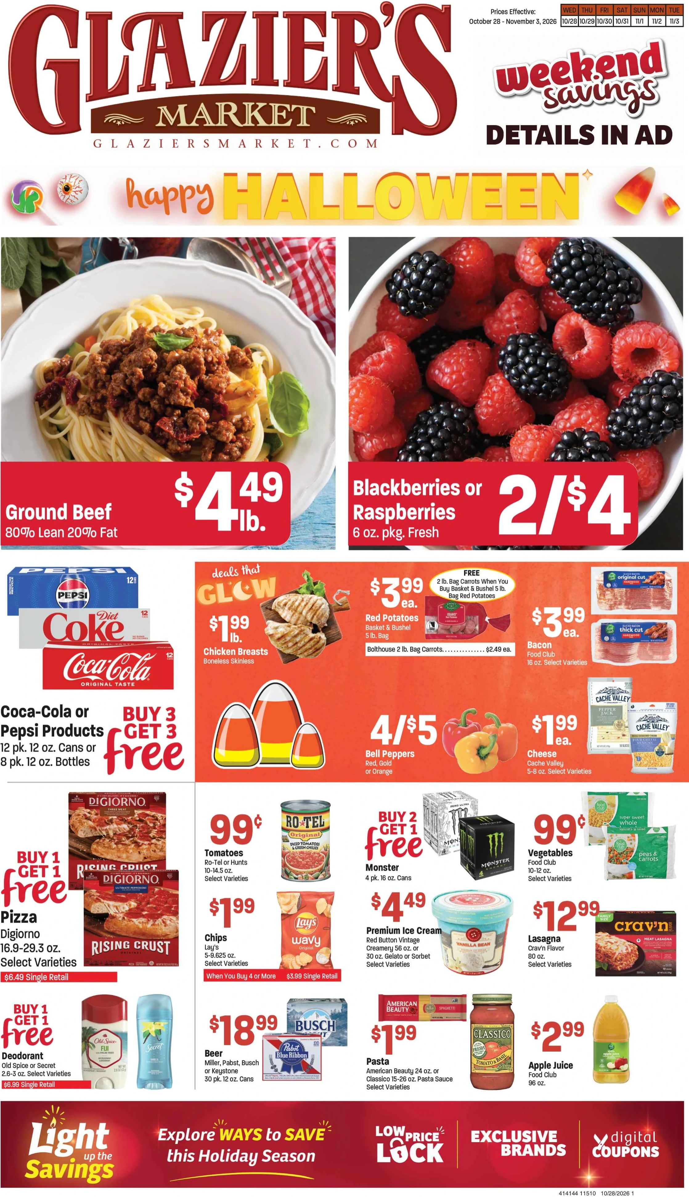 Glazier's Market Oct 28-Nov 3,26 AD/Coupons - Page 1
