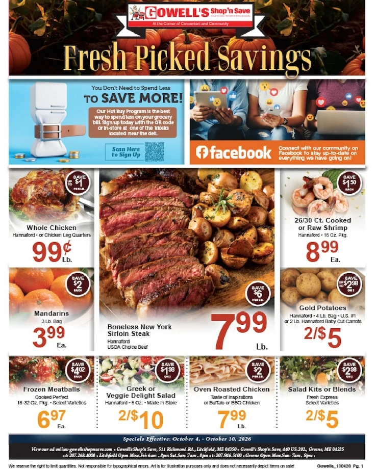 Gowell's Shop 'n Save Weekly Ad - Page 1