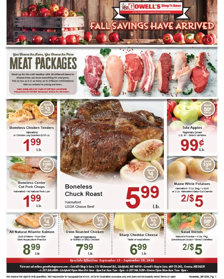 Gowell's Shop 'n Save Weekly Ad - Page 1