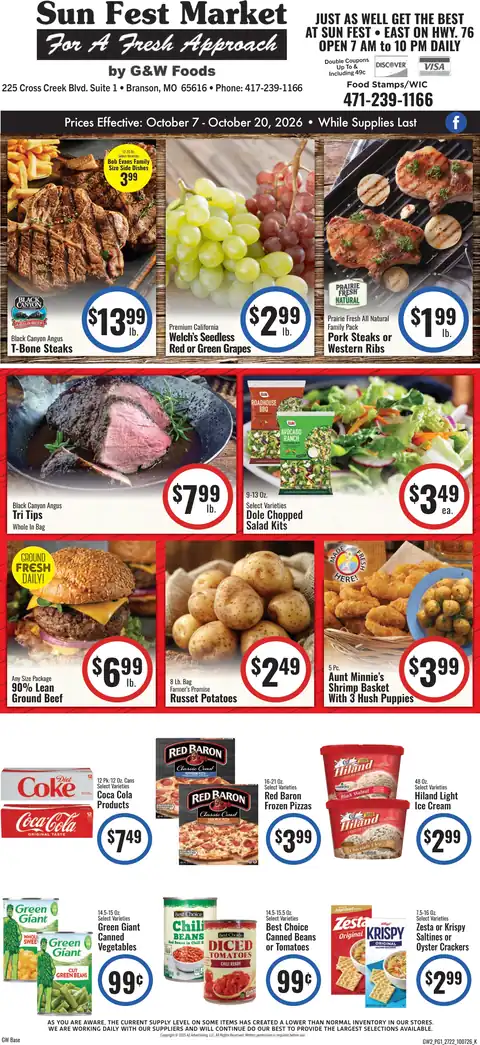 Sun Fest Market - Branson, MO - Weekly Ad for Oct 7th Valid thru Oct 20th, 2026
