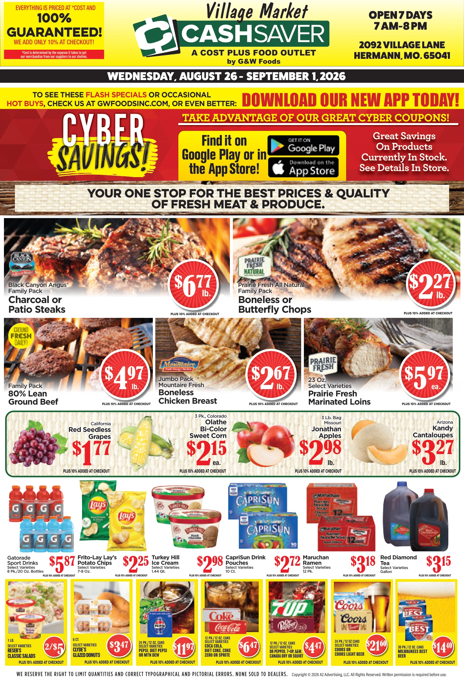 GW Foods - Village Market Cash Saver Village Market Cash Saver - Hermann, MO - Weekly Ad for Aug 26th Valid thru Sep 8th, 2026 - Page 1