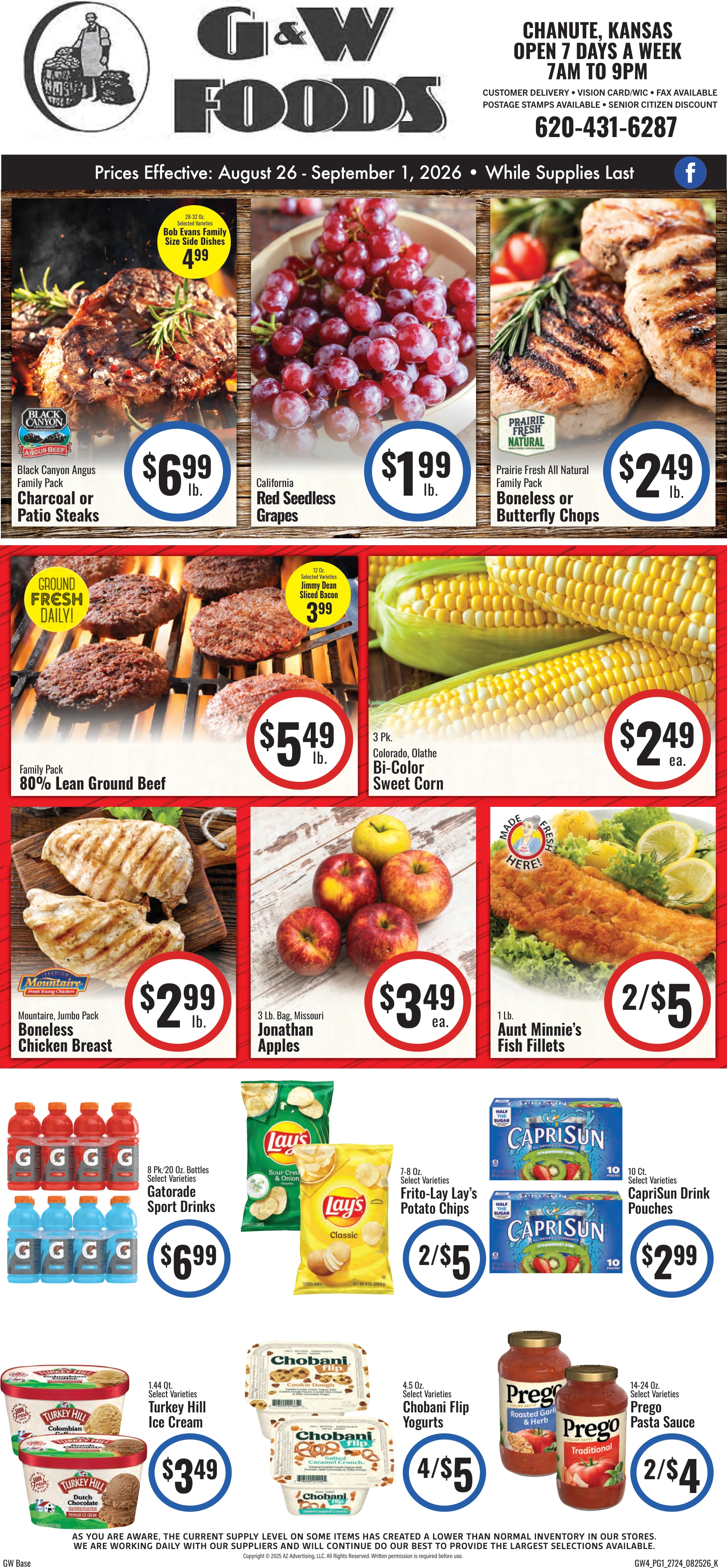 GW Foods GW Foods, Inc. - Chanute, KS - Weekly Ad for Aug 26th Valid thru Sep 8th, 2026 - Page 1