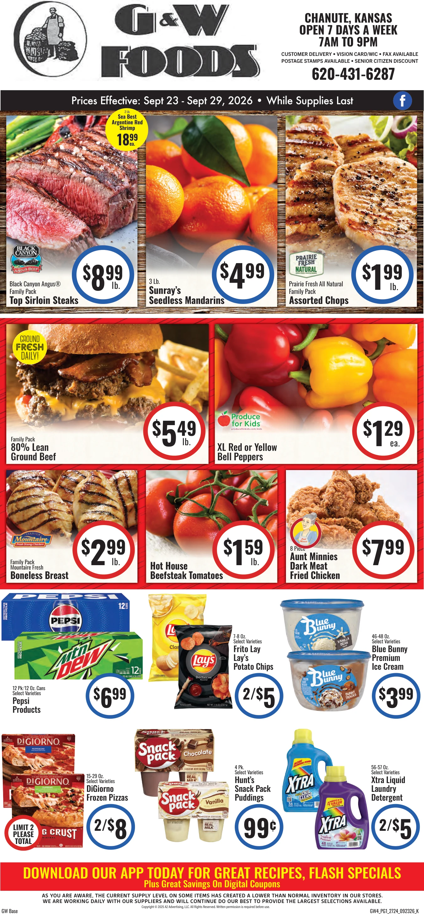 GW Foods GW Foods, Inc. - Chanute, KS - Weekly Ad for Sep 23rd Valid thru Oct 6th, 2026 - Page 1