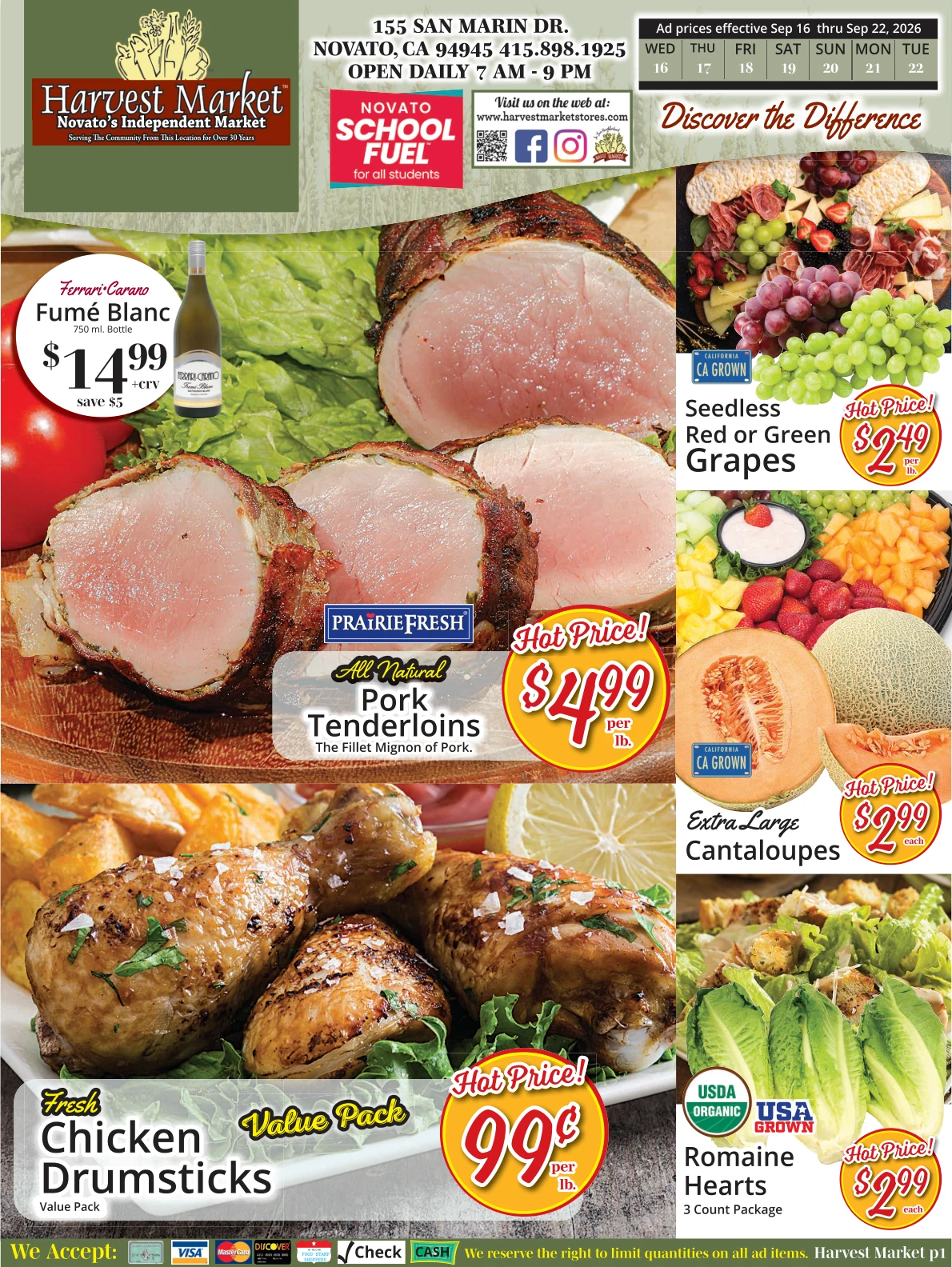 Harvest Market Novato Harvest Market - Novato Weekly Ad - Page 1