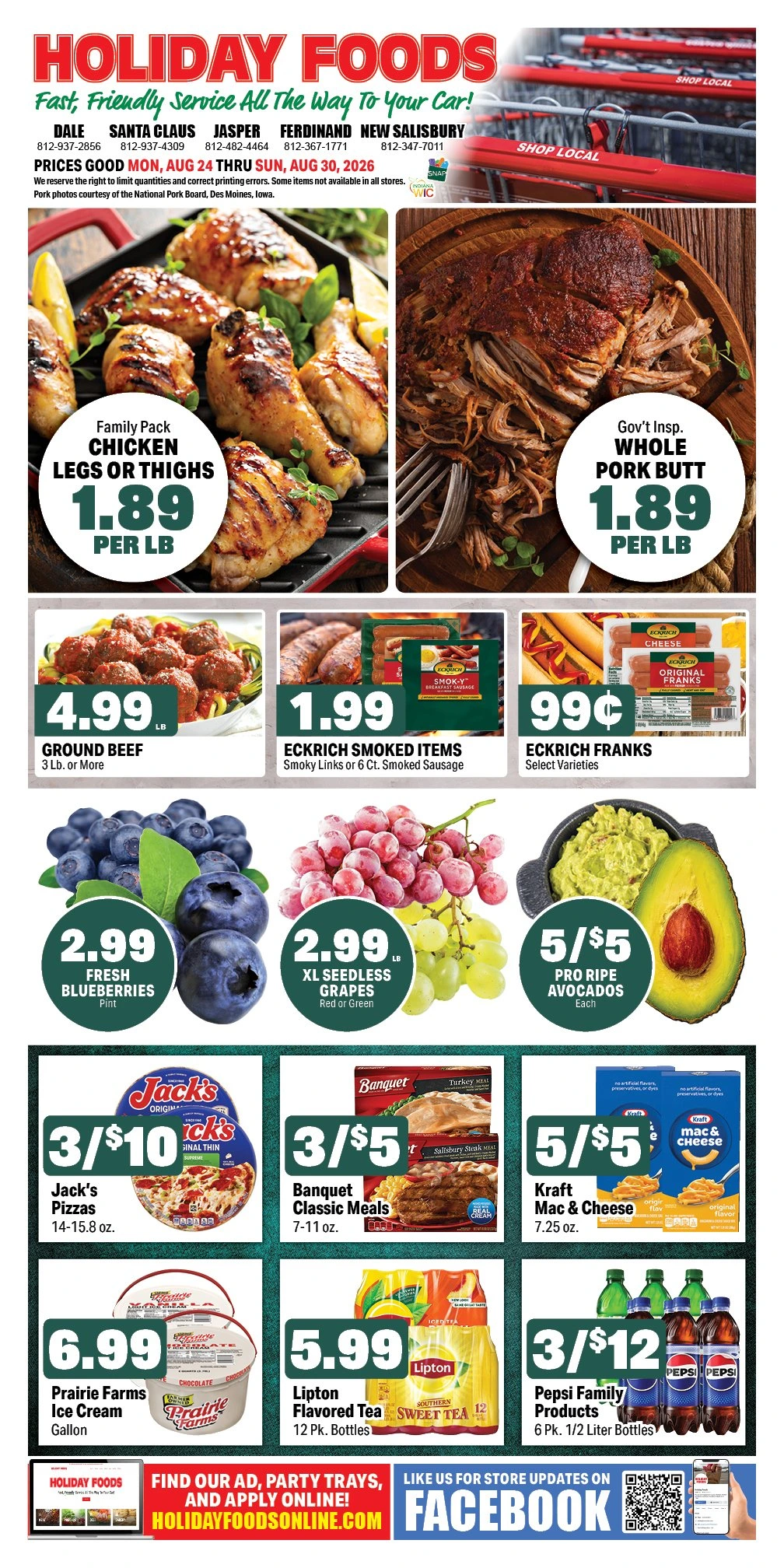 Holiday Foods Jasper, Ferdinand, Dale, Santa Claus, New Salisbury - Page 1