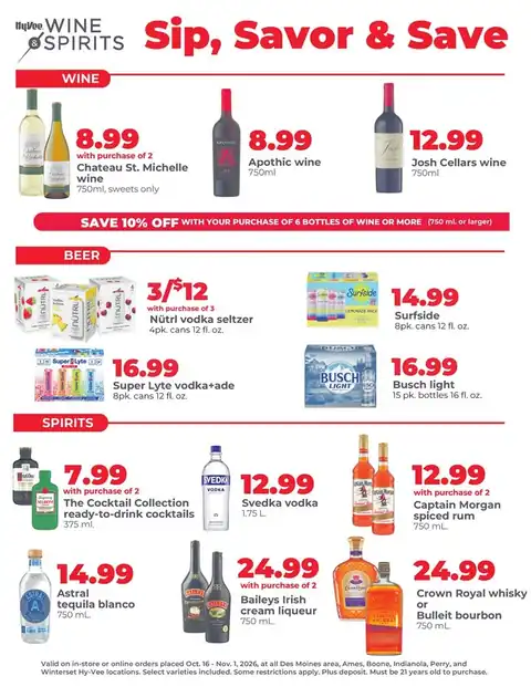 Sip, Savor & Save. Wine & Spirits Specials