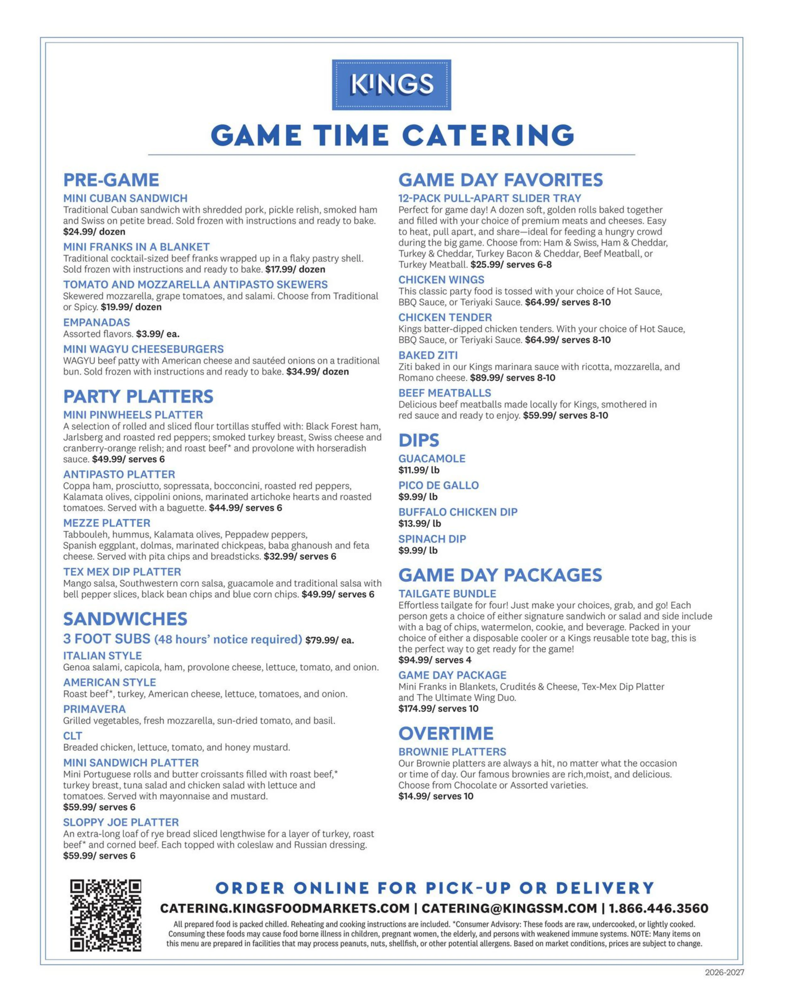 Kings Food Markets Game Time Catering Menu - Page 2