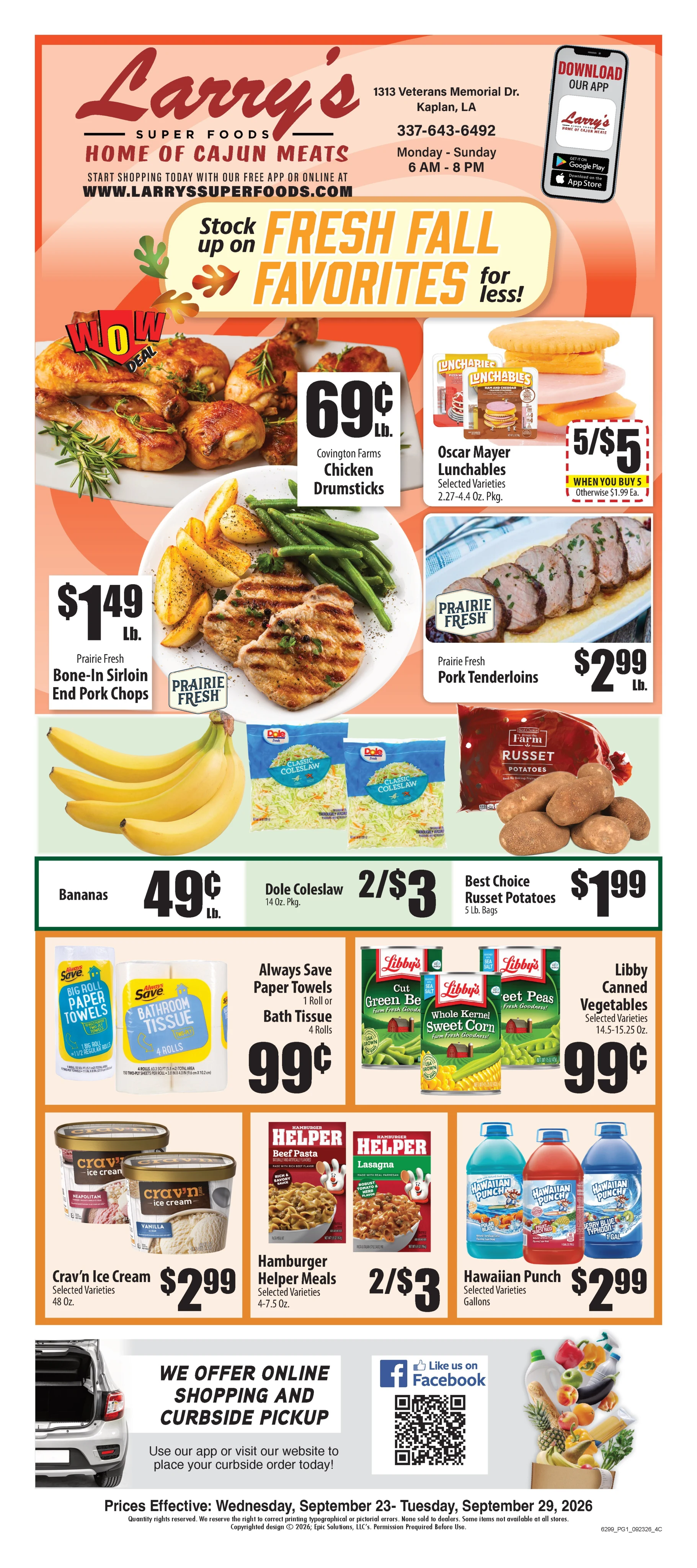 Larry's Super Foods Kaplan, LA Current Ad - Page 1