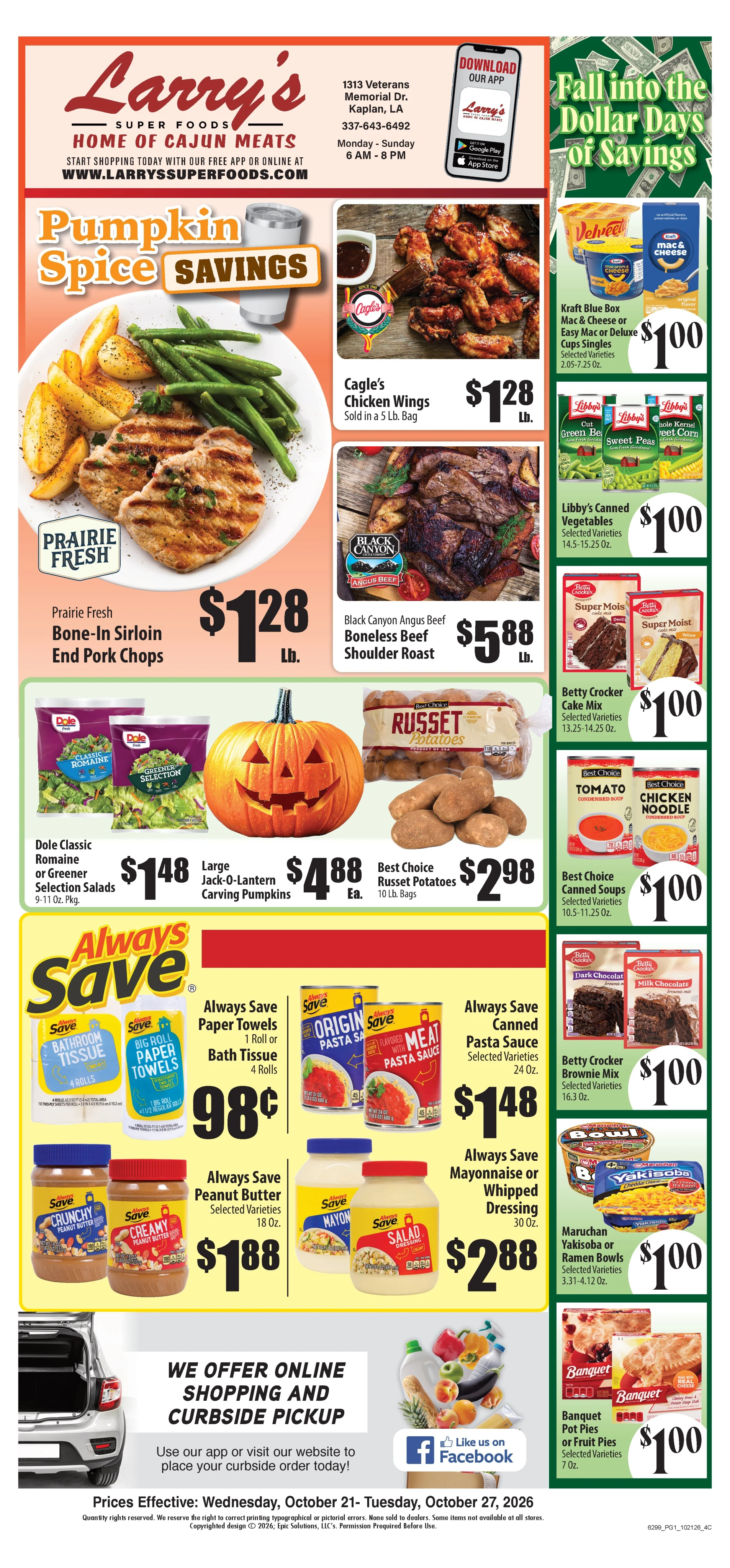 Larry's Super Foods Kaplan, LA Current Ad - Page 1