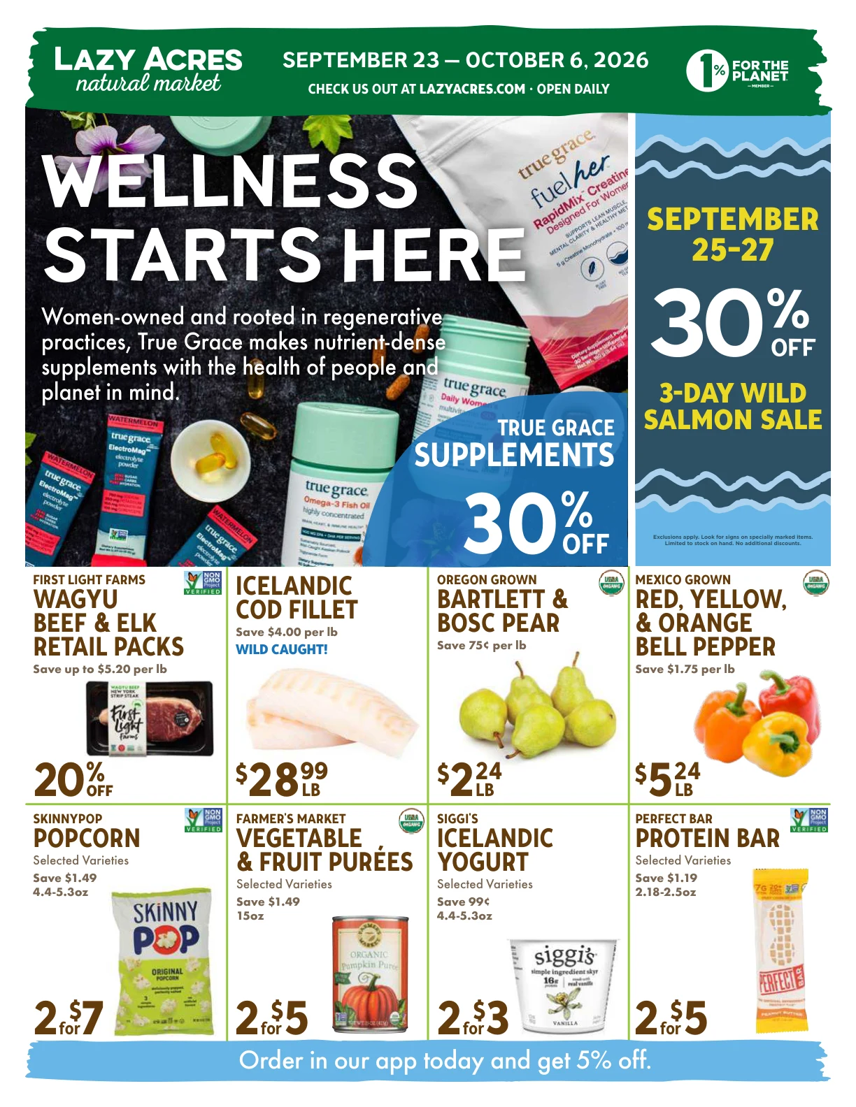 Lazy Acres Market Weekly Flyer - Page 1