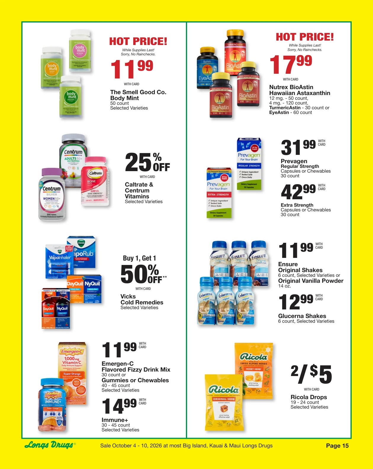 Longs Drugs Big Island - Kauai - Maui Weekly Ad - Page 15