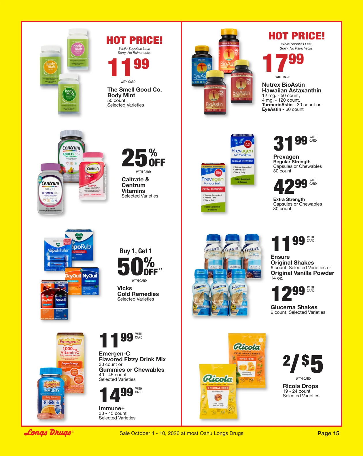 Longs Drugs Oahu Weekly Ad - Page 15