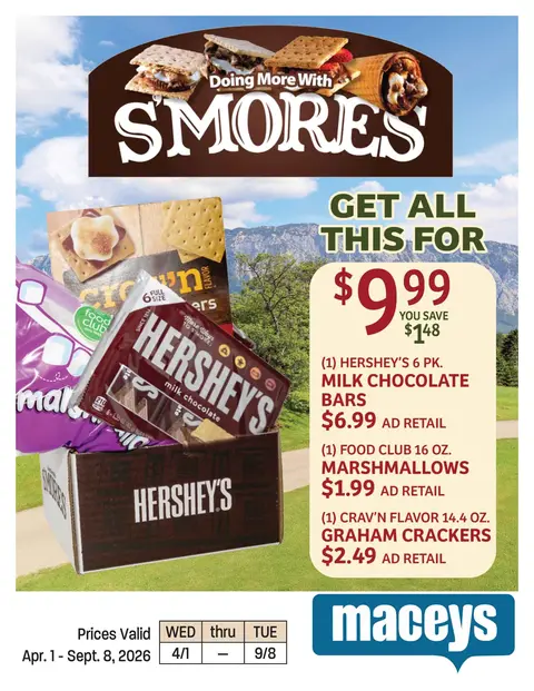 2026 S'mores Ad April 1-Sept 8, 2026