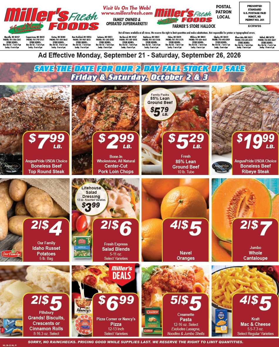 Miller's Fresh Foods - Hallock Weekly Specials - Page 1
