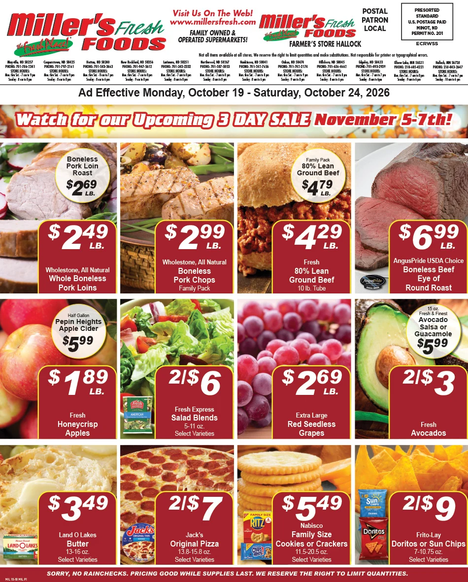Miller's Fresh Foods - Hallock Weekly Specials - Page 1