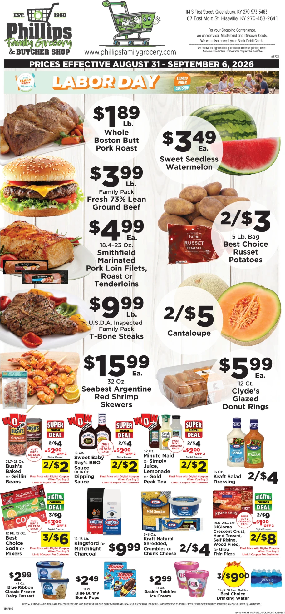 Phillips Family Grocery Hiseville Current Ad - Page 1