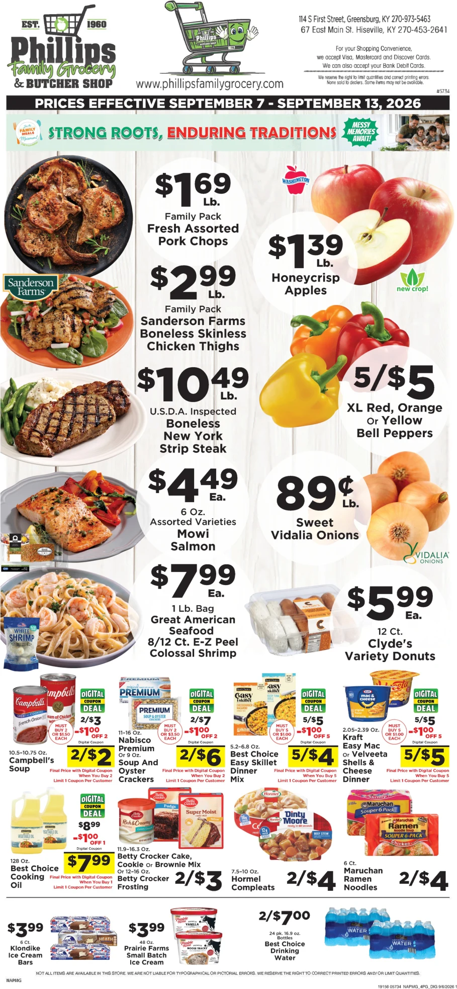 Phillips Family Grocery Hiseville Current Ad - Page 1