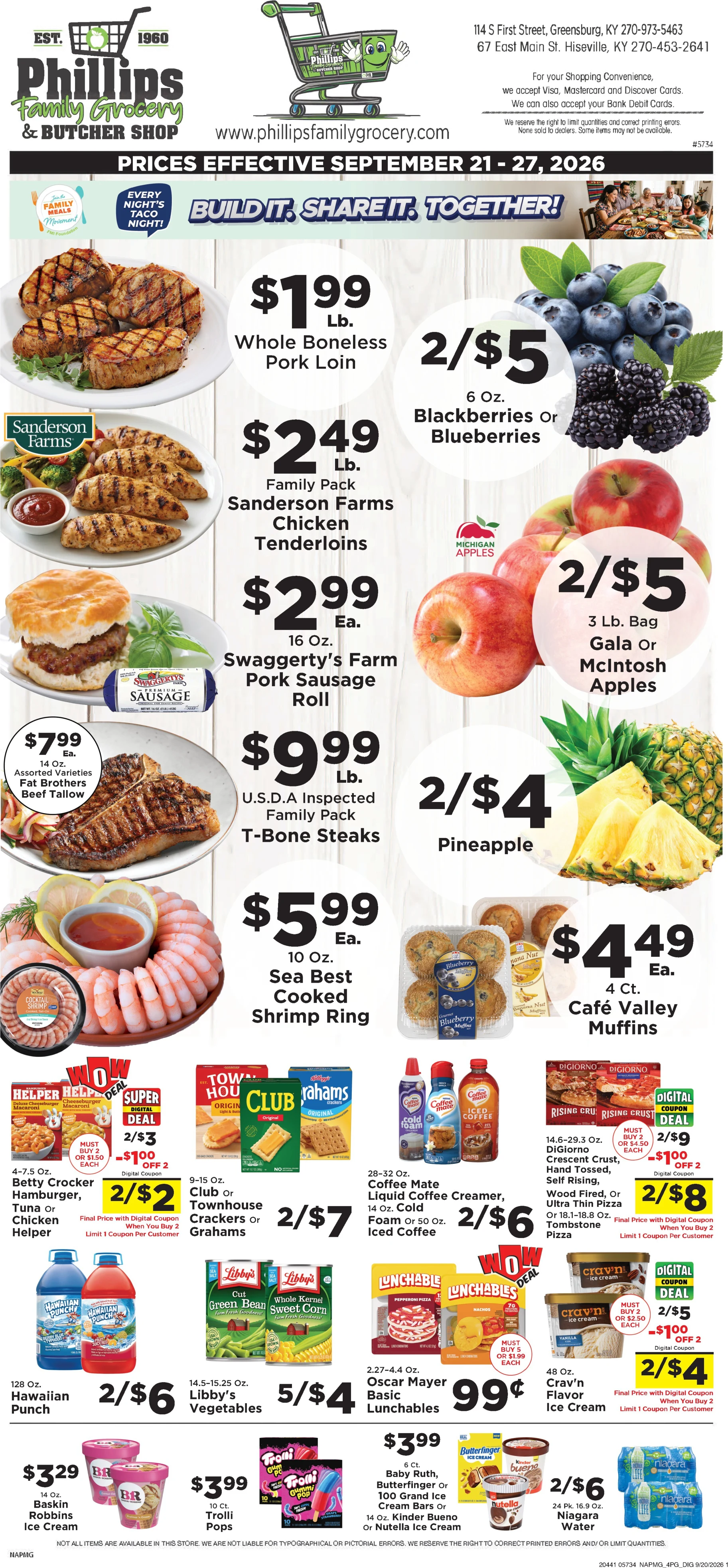 Phillips Family Grocery Hiseville Current Ad - Page 1