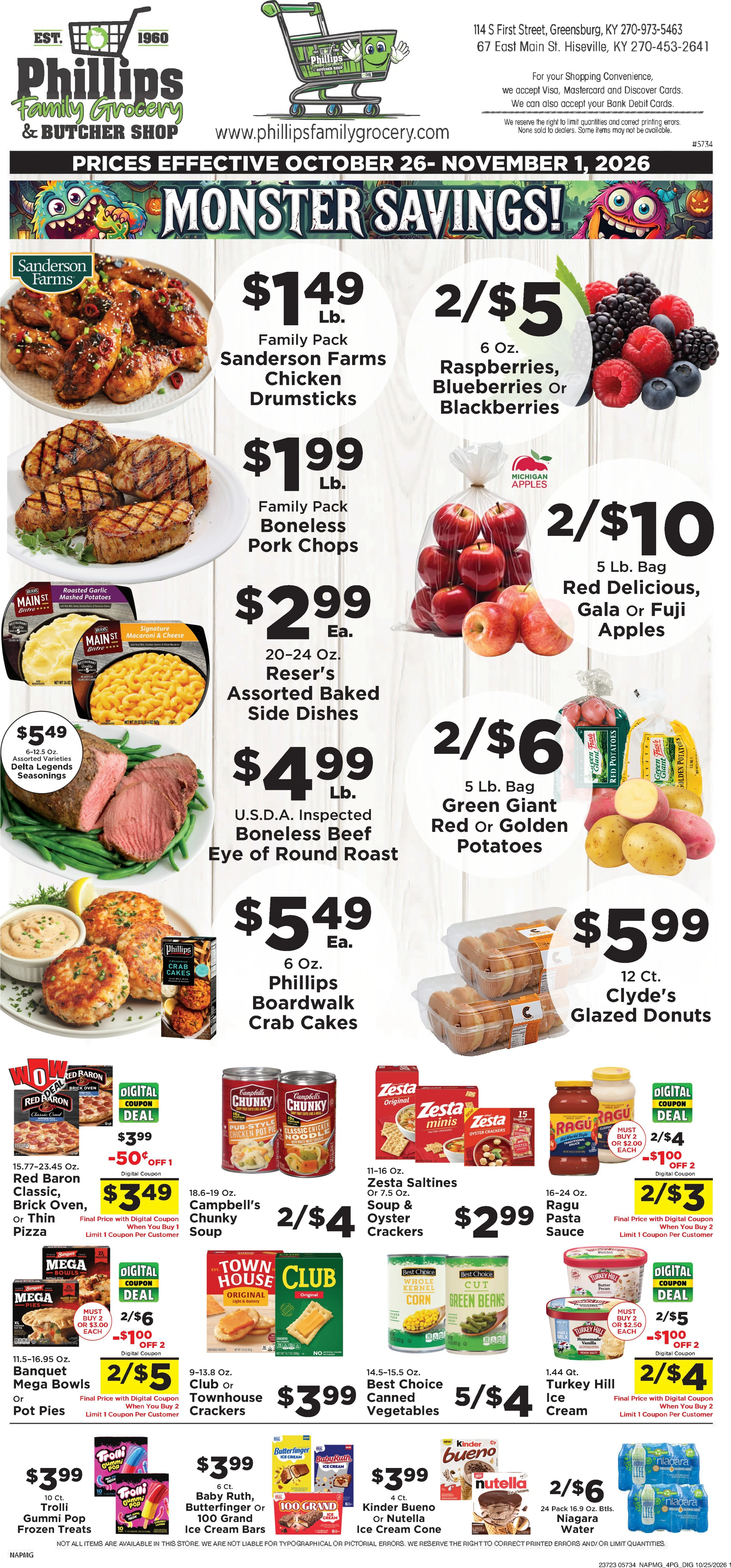 Phillips Family Grocery Hiseville Current Ad - Page 1