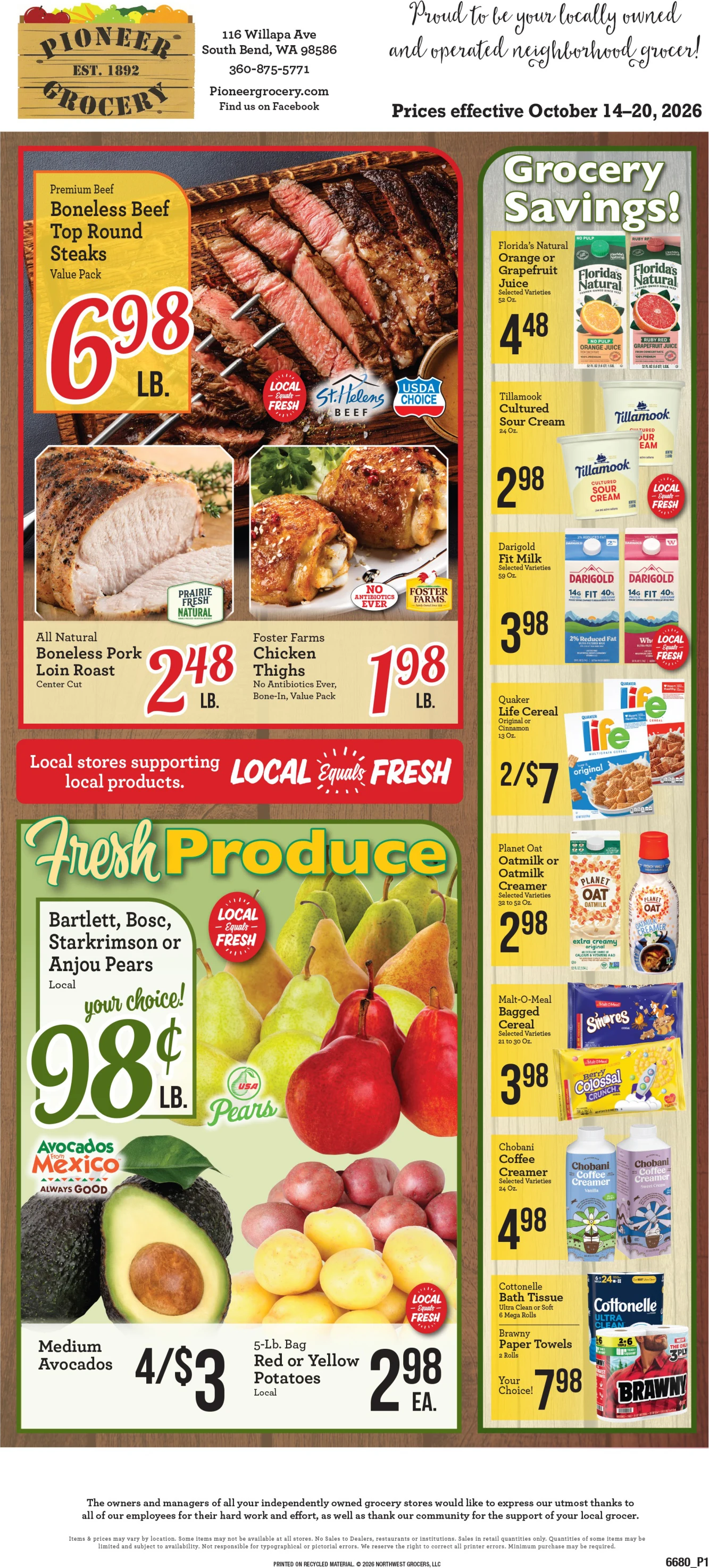 Pioneer Grocery Pioneer Grocery Weekly Ad - Page 1