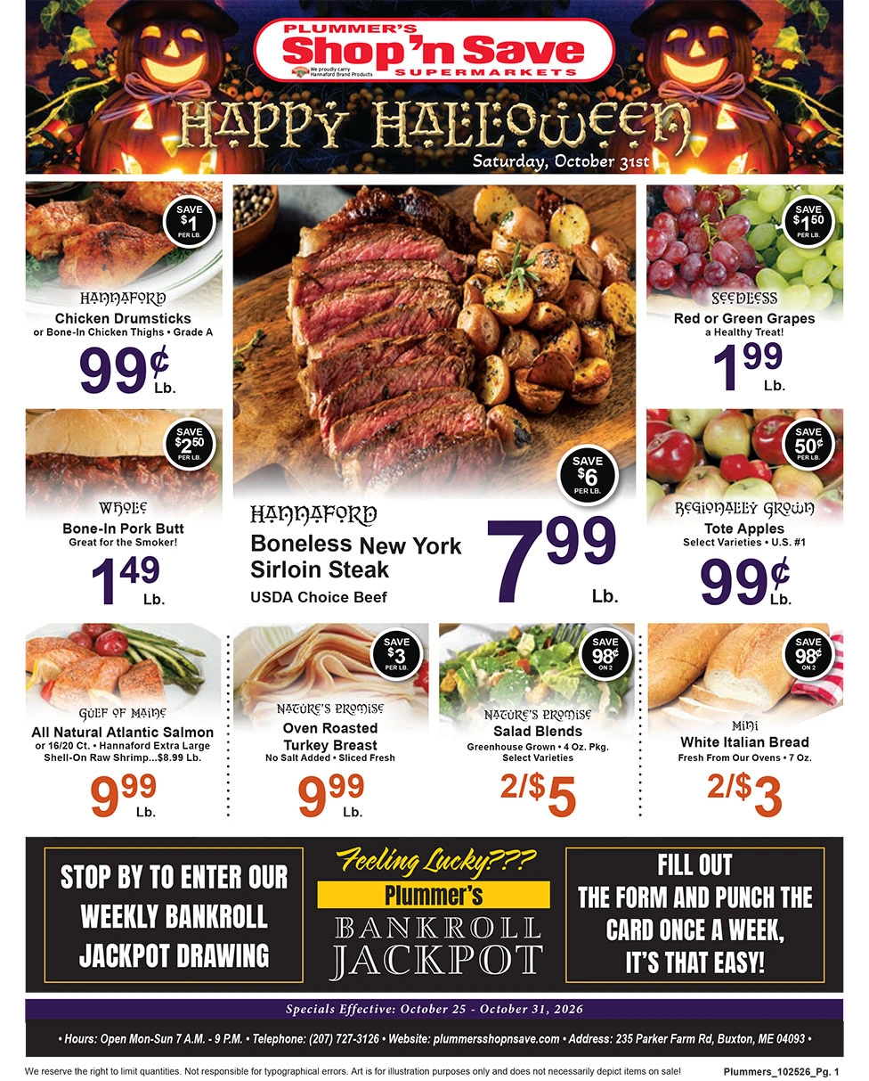 Plummer's Shop 'n Save Weekly Sales Flyer - Page 1