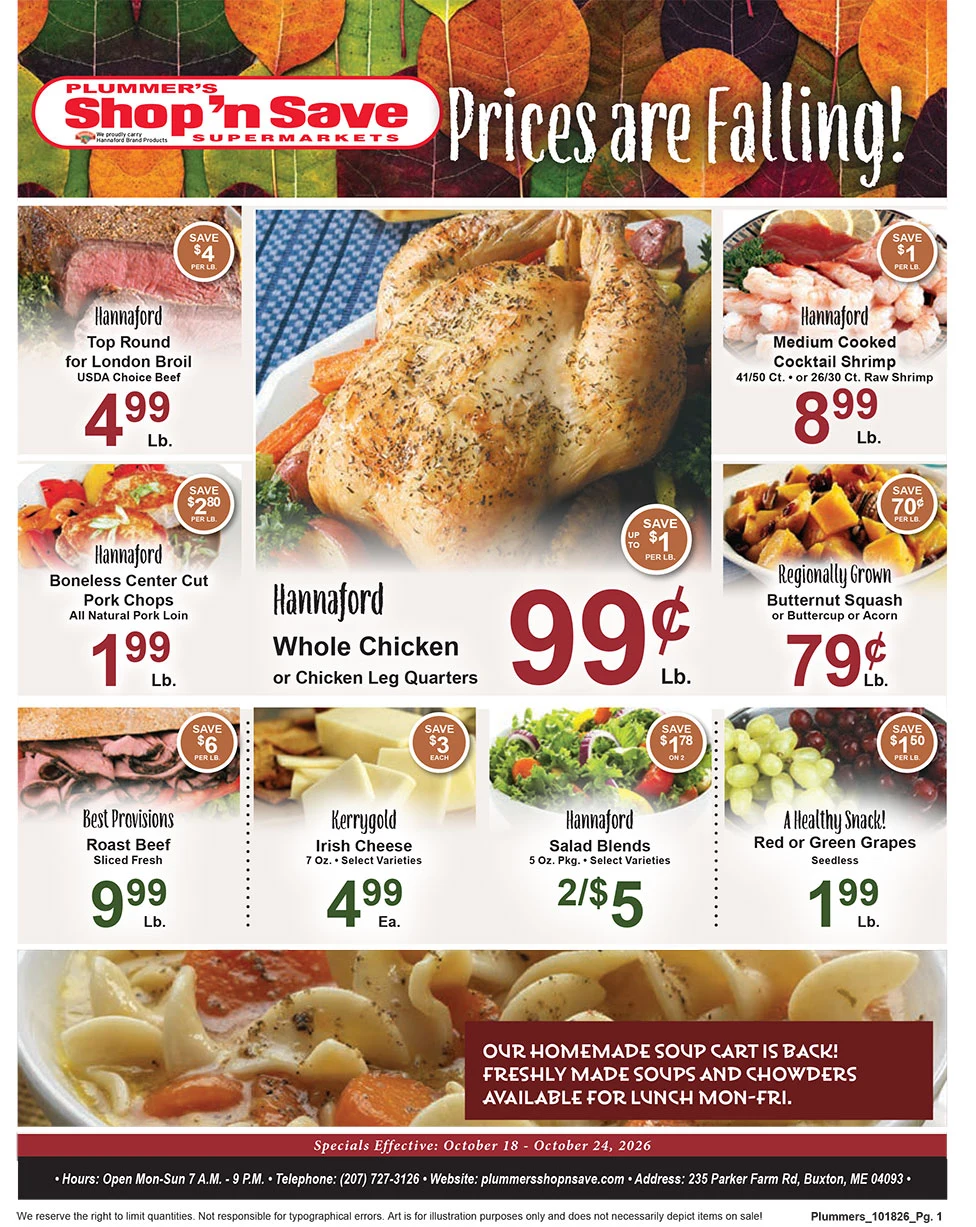 Plummer's Shop 'n Save Weekly Sales Flyer - Page 1