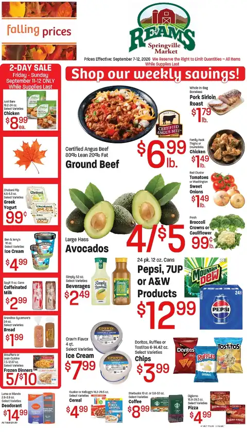 Springville Reams #1290 Weekly Ad September 7-12, 2026