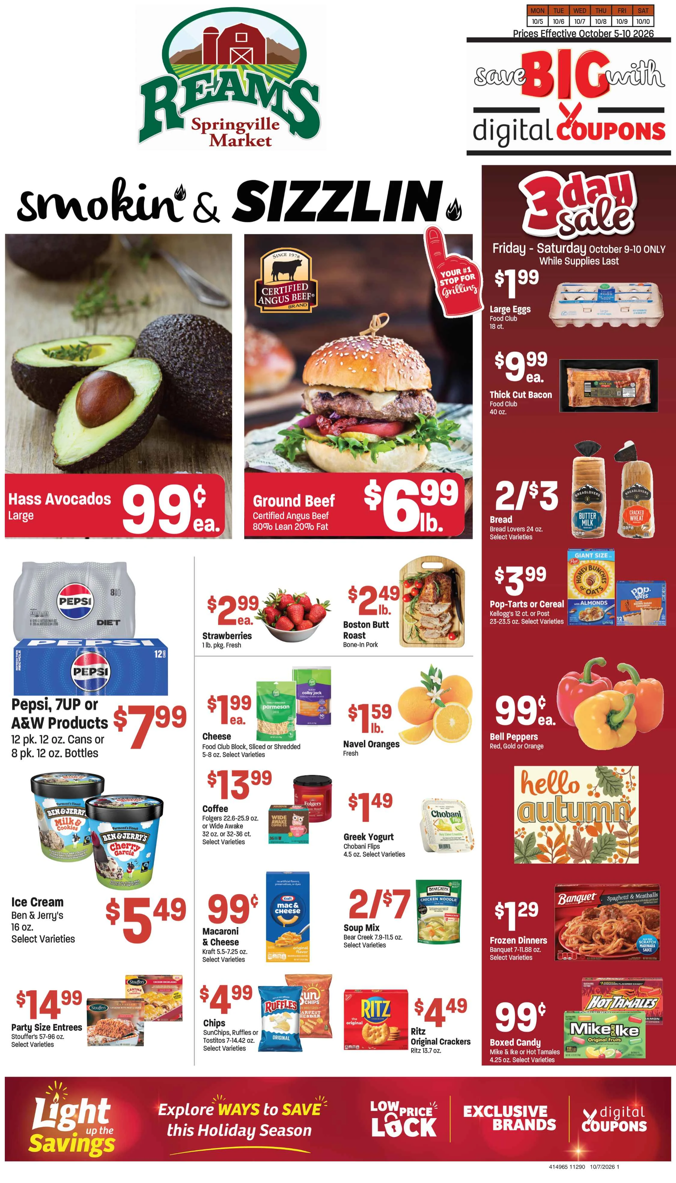 Ream's Springville Market Springville Reams #1290 Weekly Ad October 5th to 10th, 2026 - Page 1
