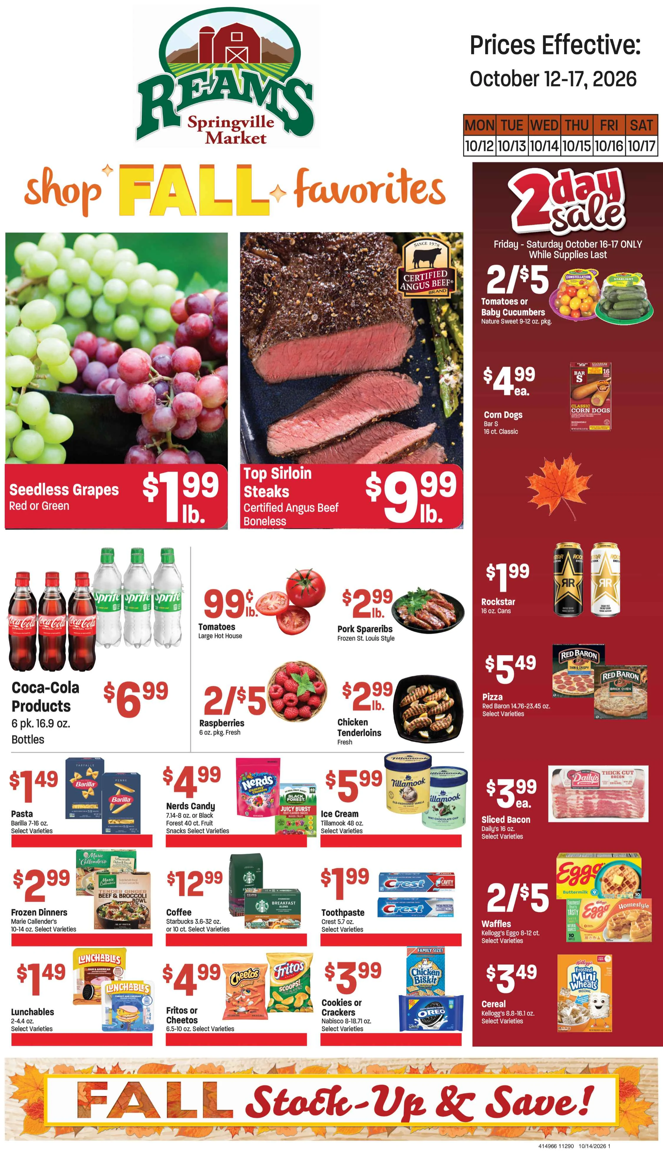 Ream's Springville Market REAMS SPRINGVILLE MARKET - Weekly Ad October 12-17, 2026 - Page 1