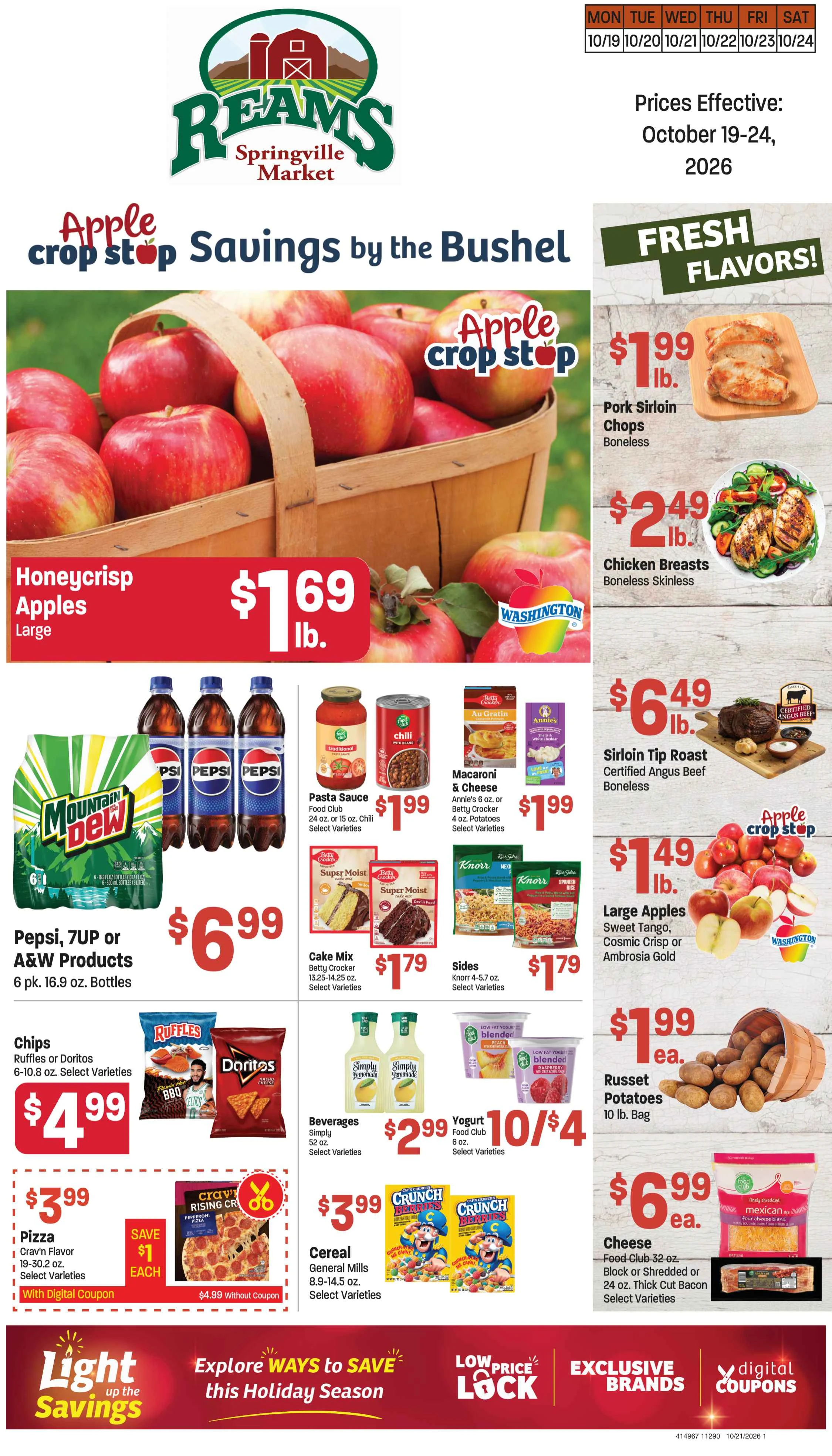 Ream's Springville Market Springville Reams #1290 Weekly Ad October 19th-24th, 2026 - Page 1