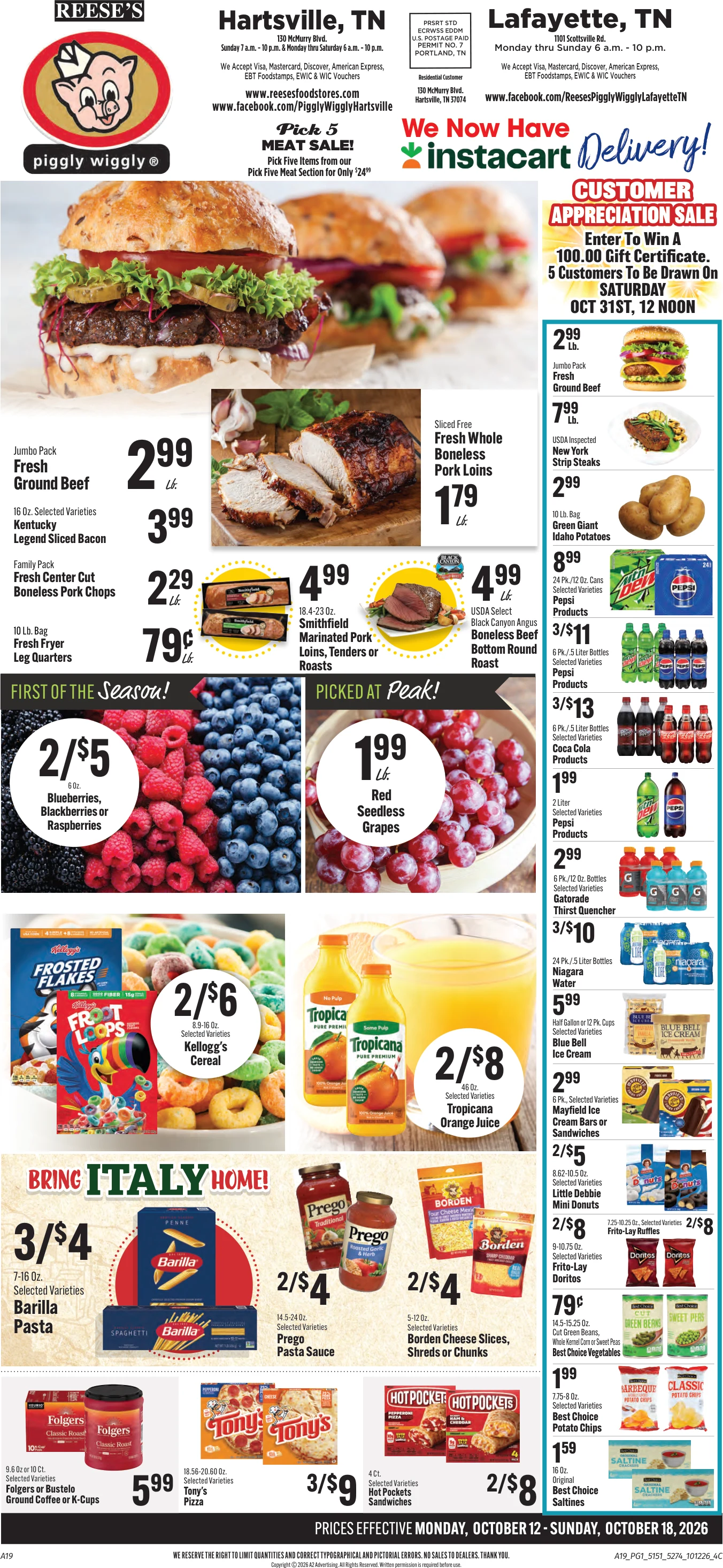 Reese's Food Store Piggly Wiggly Weekly Ad - Page 1
